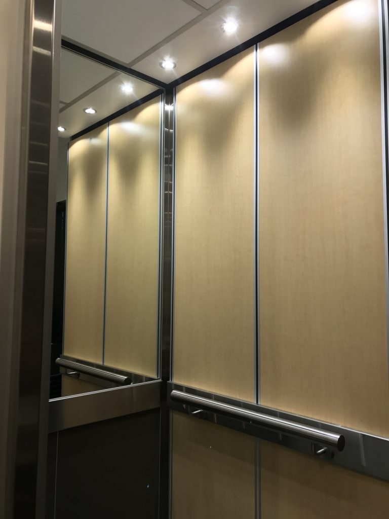 Electra Lift Interior, laminate lift interior with handrail